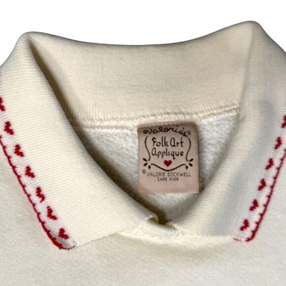Valerie Sockwell Folk Art Christmas Cream Shirt Womens Small Embroidered Vintage - Picture 4 of 14